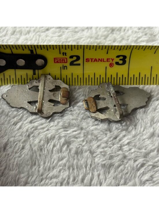 Antique Art Deco Rhinestone Shoe Buckles Pair Metal Filigree Design Circa 1920s main image 6